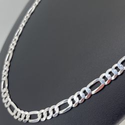 925 Sterling Silver Flat Figaro Necklace 5.9mm 26” 21.30grams 152164 14