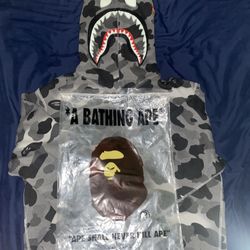 BAPE Grid Camo Shark Full Zip Hoodie Black