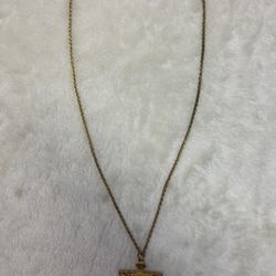 Gold Plated Rope Jesus Pendant Necklace 