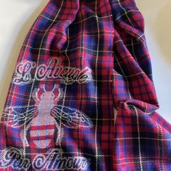 Gucci New! Wool L'aveugle Par Amour Plaid With Bee Scarf.