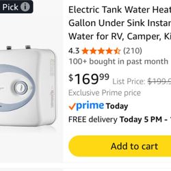 Feelrogast Electric Tank Water Heater 8 Gal WHA-BUO80-CA NEW!