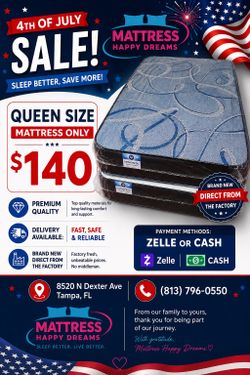 Queen Size Mattress 10 Inches Thick - New From Factory - Quality & Comfort - Same Day Delivery Available