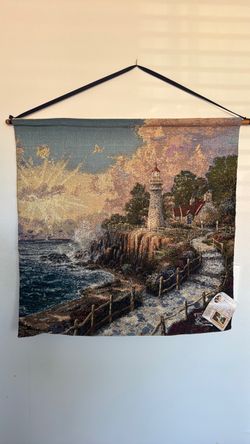 Thomas Kinkade Lighthouse Tapestry Wall Hanging