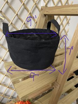 Brand New Woven Seagrass and Cotton Fabric Basket