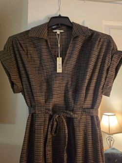Max Studio Brown Plaid Dress