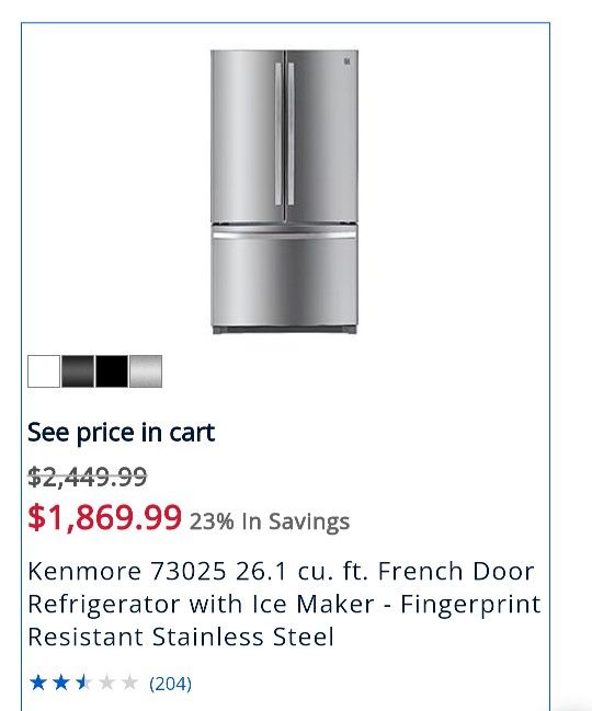 Kenmore 73025 26.1 Cu. Ft. French Door Refrigerator With Ice Maker - Fingerprint Resistant Stainless Steel