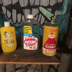 Vintage cleaning products, and one rare can of moss ball crystals