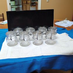 Vintage Pint Ball Eclipse Canning Jars With Glass Lids & Wire Bails 