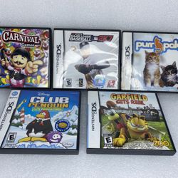 Lot Of 5 Nintendo DS Video Games, MLB, Penguin & More 