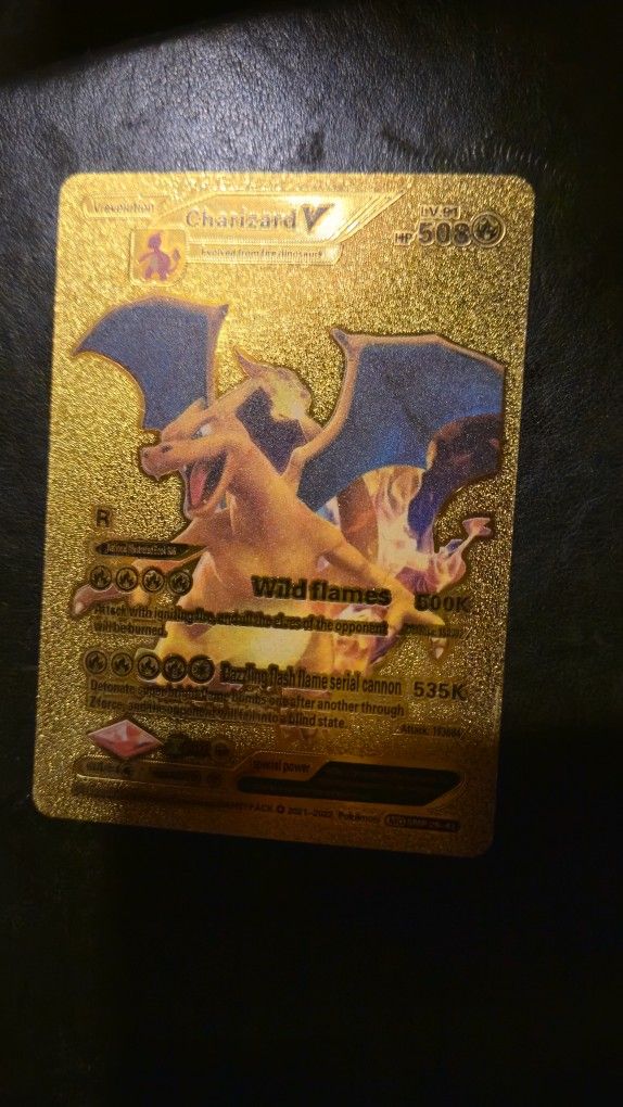 Pokemon Gold Foil Charizard V 500k Card Wild Flames