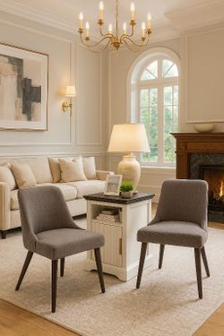 Chair set 2  Dining Chair, Upholstered Fabric Accent Chair, Set of 2,Flint Grey in Fabri