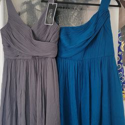 Two  J.. Crew Grey Silk Crepe Chiffon Dresses  For $30