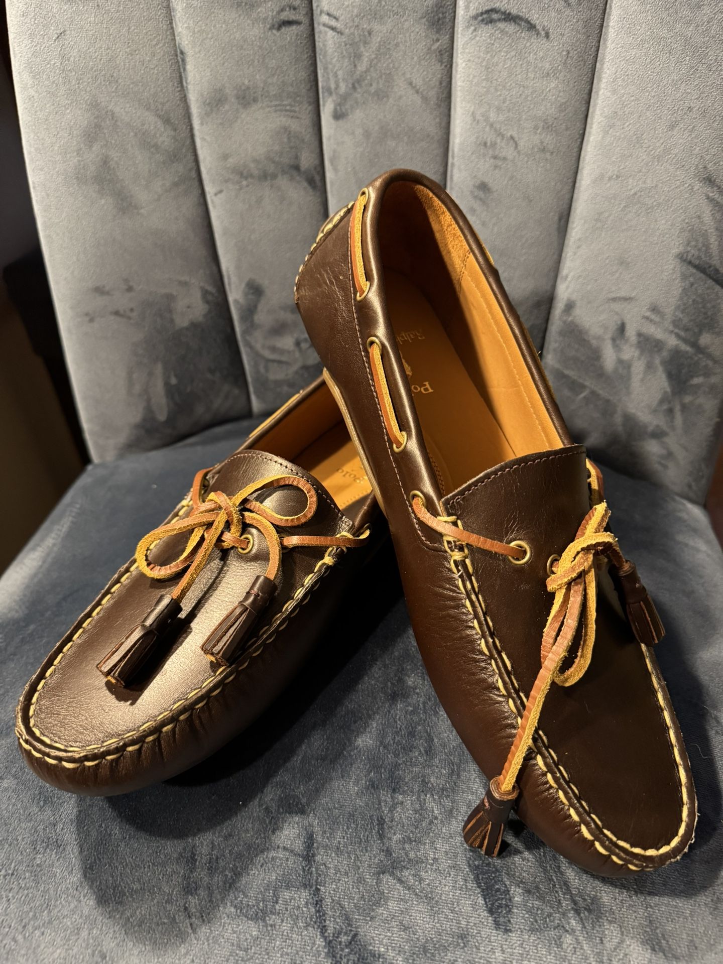 POLO RALPH LAUREN Men's Anders Tasseled Leather Driver Loafer US 11 (Polo Brown) Made in Polo Ral
