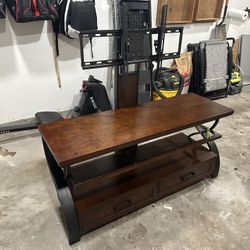 Wooden TV Stand with Shelves