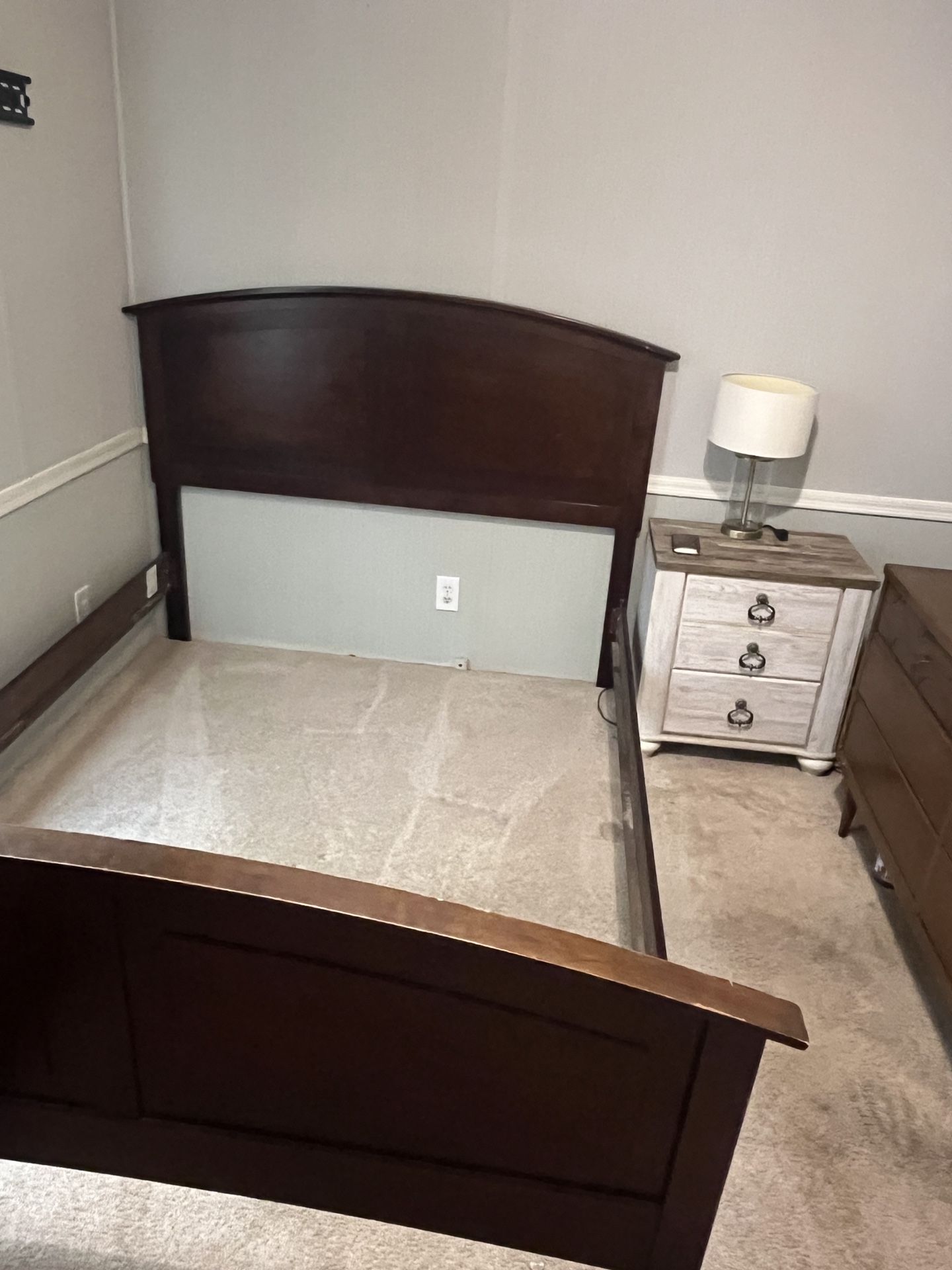 Queen Wood Bedframe with Box Spring (if Wanted)