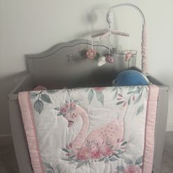 Grey Rose Mini Crib