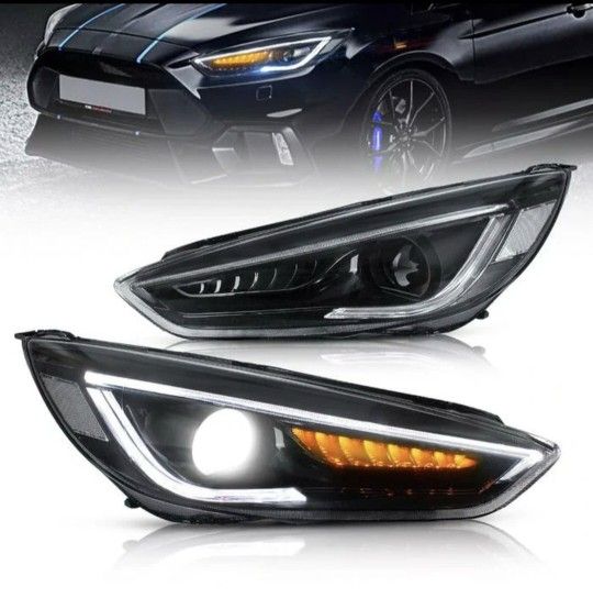 Projector drl Headlights For Ford Focus 2015-2018 LED Sequential Turn