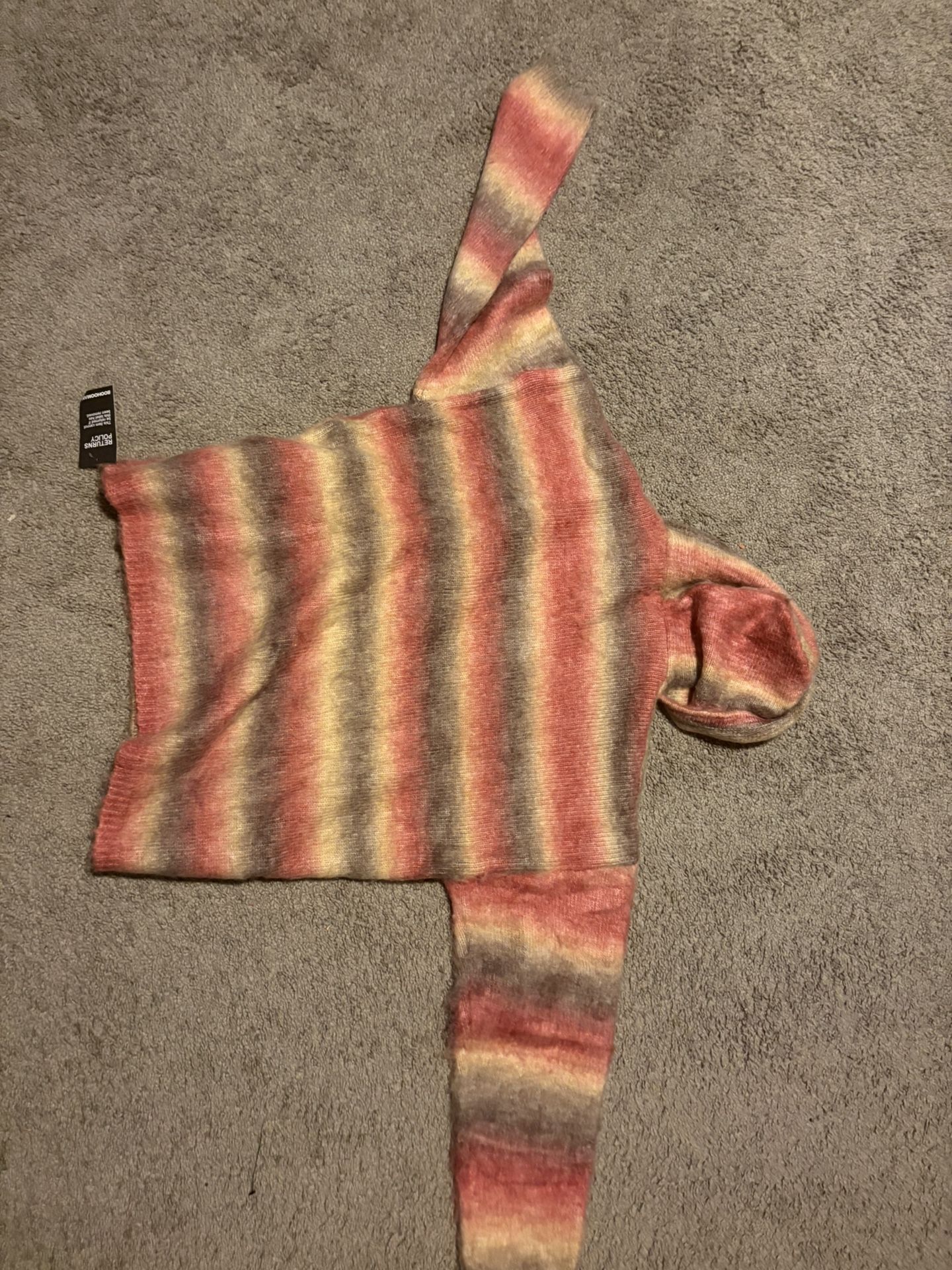 Boohoo Man Oversized Multicolor Boxy Knitted Hoodie Size Large