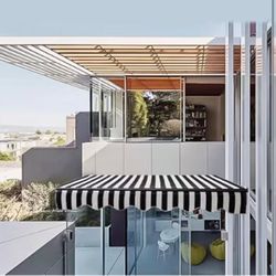 13x8ft Black & White Striped Retractable Awning Fabric - 99% UV Block, Waterproof Aosibù, Fade/Tear Resistant, Fits Patio & Deck(13x10ft) $100