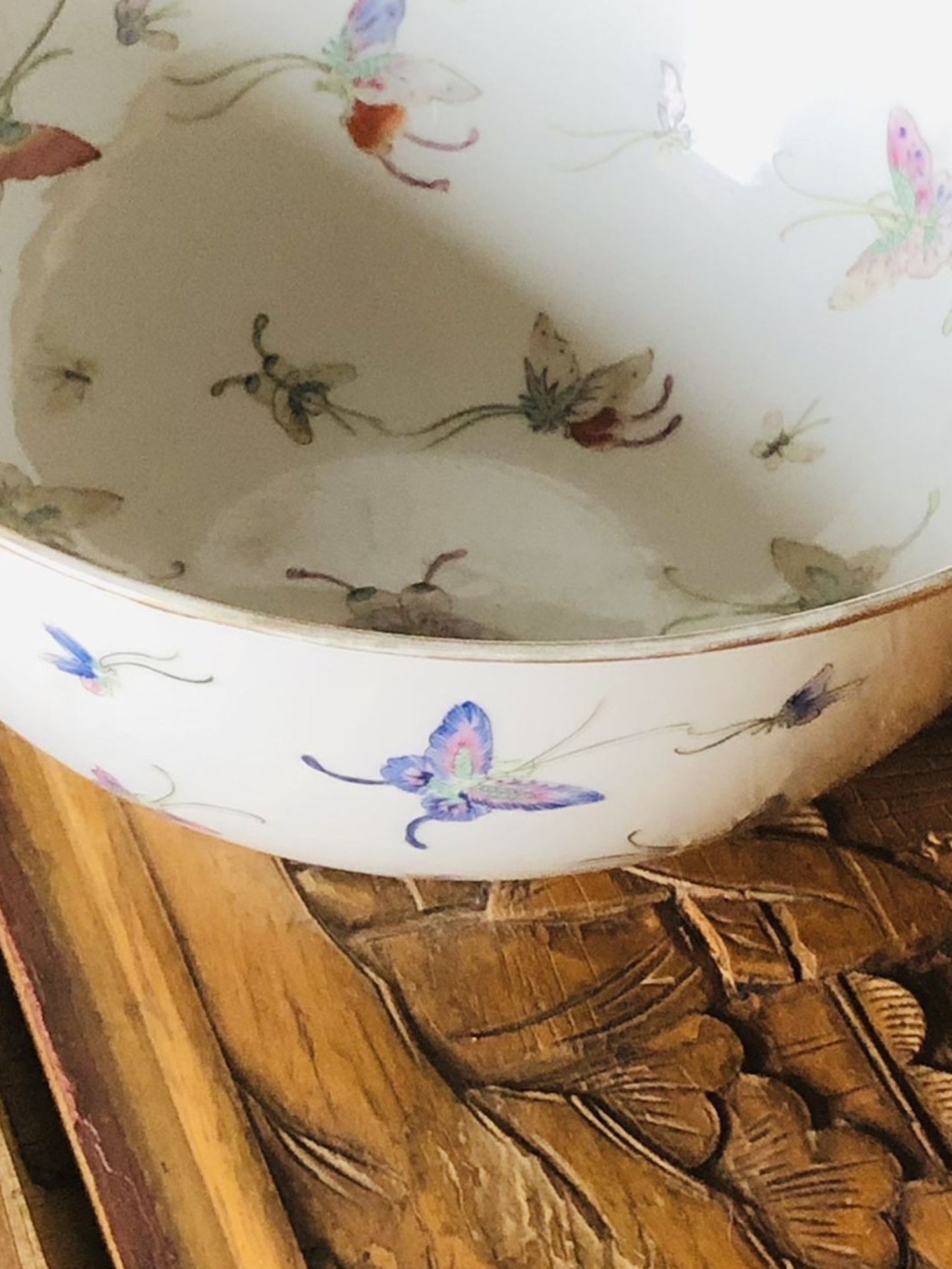 Vintage ACF Japanese Porcelain Large Bowl Butterflies