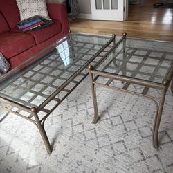 Metal And Glass Cocktail And End Tables - Cash only!!!