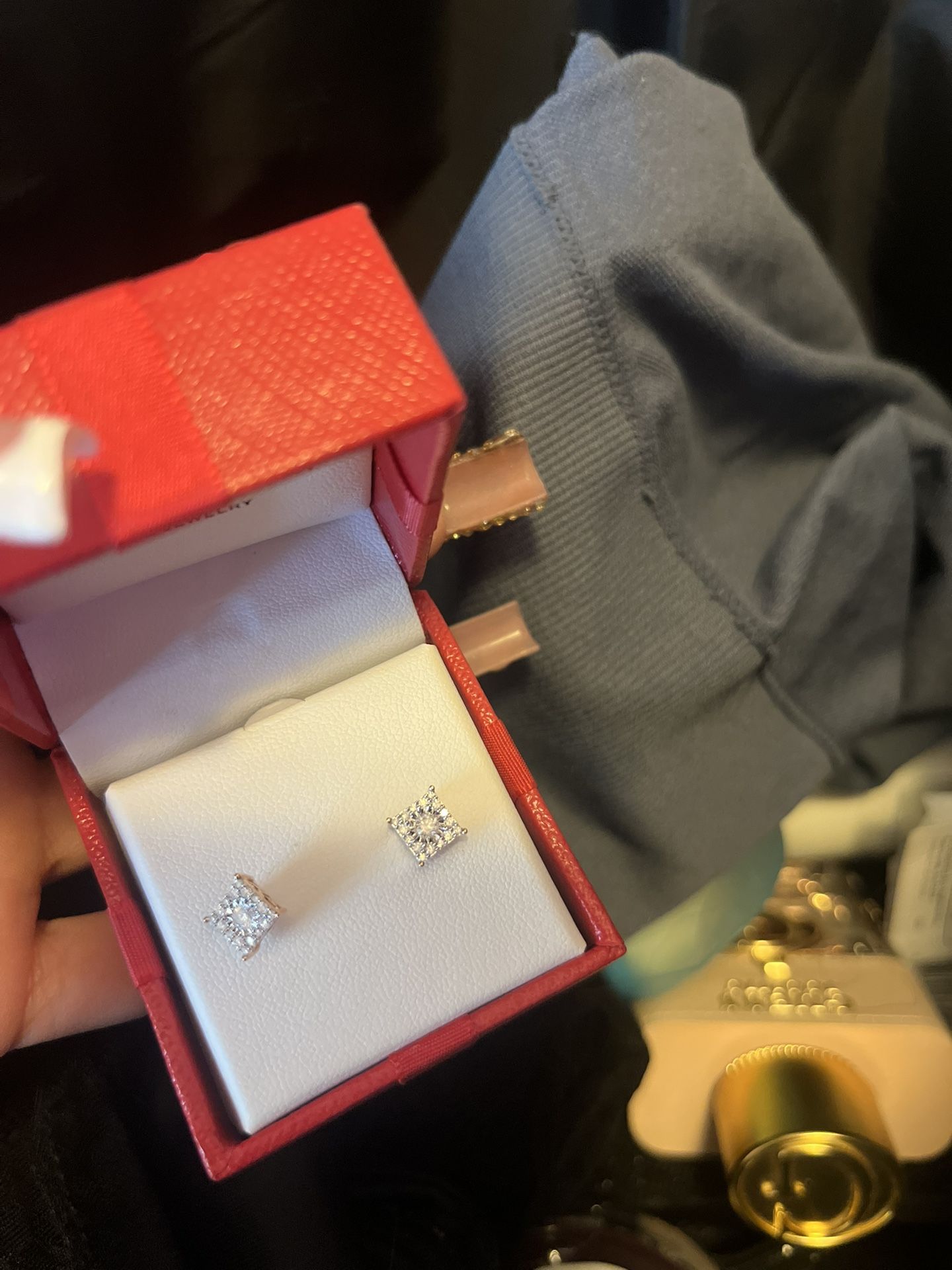 Real gold diamond earrings