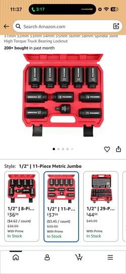 SEDY 11-Piece 1/2" Drive Impact Socket Set