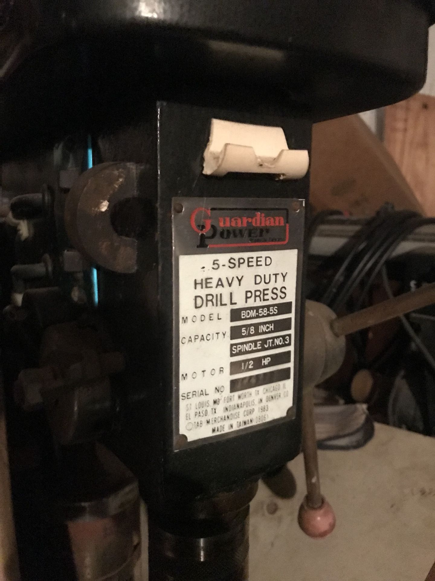 Guardian Power Drill Press BDM585S with accessories for Sale in