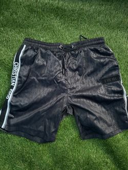 Black Oblique Motif Swim Trunks / Shorts