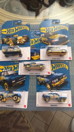 Hot Wheels Blue & Gold 5-Car Set