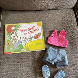 Doll clothes for 18 inch doll with shoes.  Book included