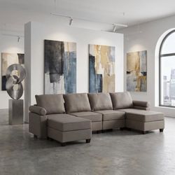 Modern linen U-Shaped Modular Sectional Sofa