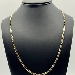 Jewelry 14k solid three tone gold figaro chain necklace 13.2 grams