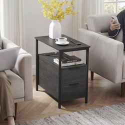 Side End Table with Charging Station