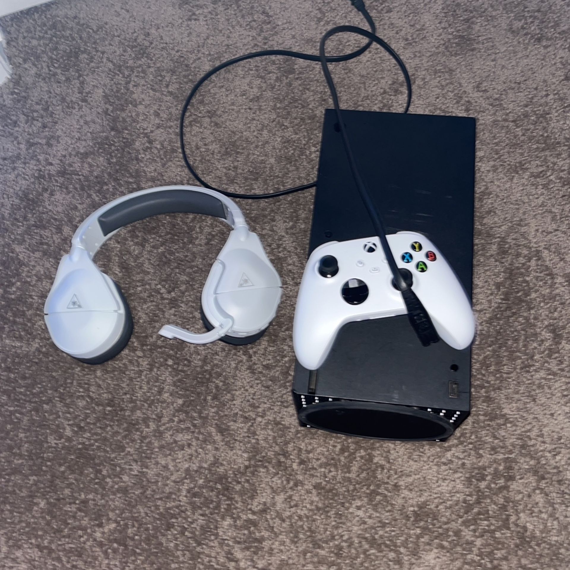 Xbox Series X With Controller And Wireless Headphones