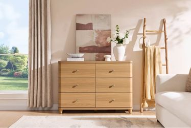32.9” H Light Oak 6 Drawer Dresser – Modern Bedroom Storage Chest
