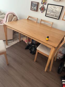 Wood dining table with 4 dining chairs