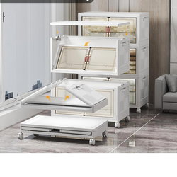 Extra Large Stackable Storage Bins with Lids & Wheels & Door, 960QT-160QT/40GAL*6Pack Foldable Collapsible Closet Organizers, Plastic containers drawe