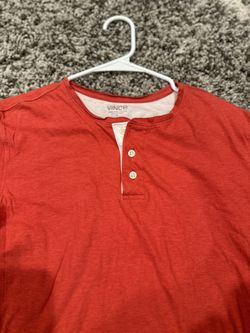 Vince Shirt Men's Small Henley Short Sleeve Double Layer Pima Cotton Bright Red