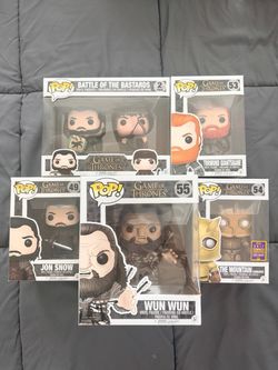 Game of Thrones Funko Pop Lot – Jon Snow, Wun Wun, Mountain, Tormund + Battle of Bastards