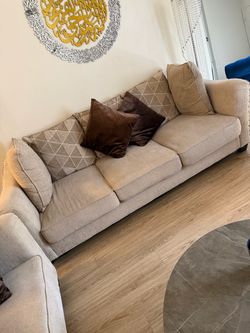 Beige Fabric 3-Seater Sofa