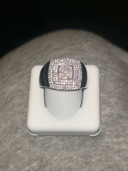 Size 10 Moissanite ring with caged back. Solid 925 silver.