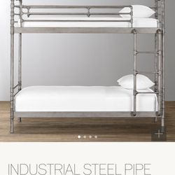 2 Restoration hardware Industrial steel Bunk beds & Serena And Lily Bedding
