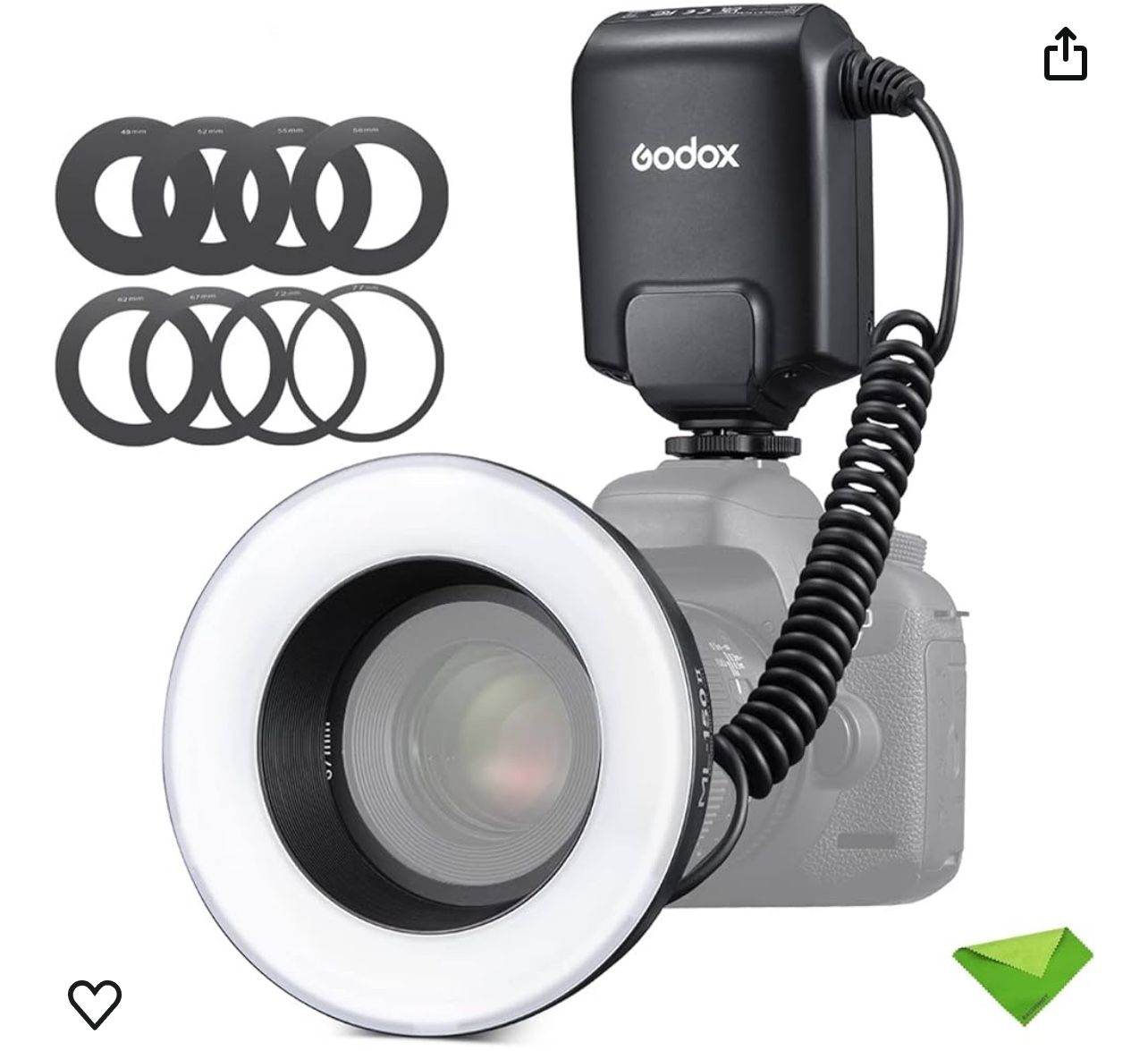 Camera Ring Light Attaches To Lense Of DSLR