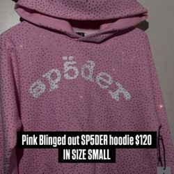 Pink Blinged Out Sp5der Hoodie 