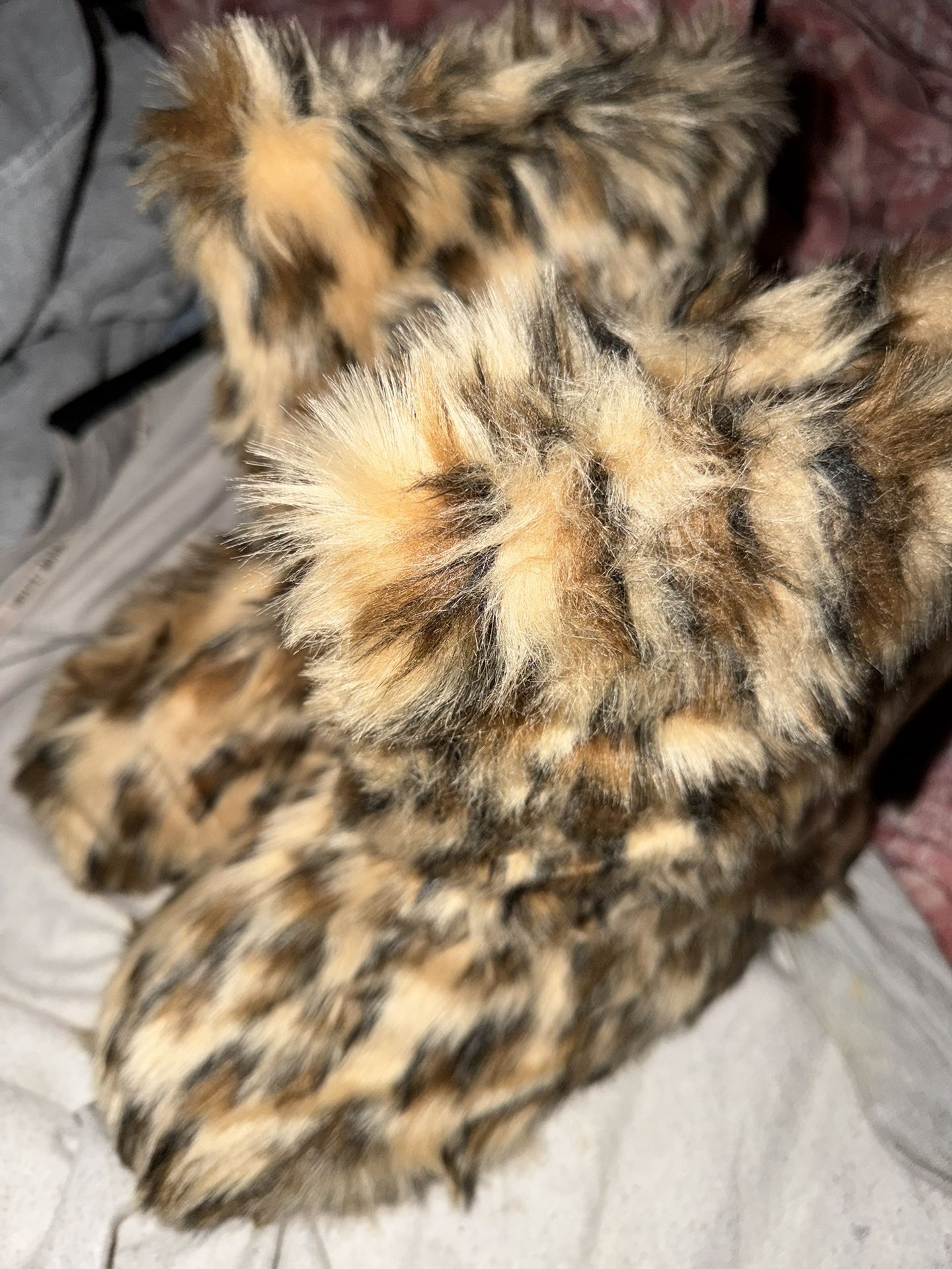 Leopard Fur Boots Brand New To Tight 