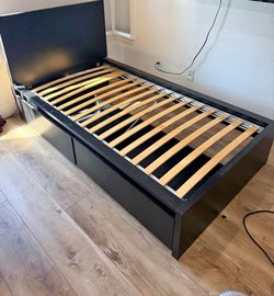Beautiful Twin Size Bed With Mattress and Drawers