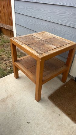 Wood End Table with Lower Shelf