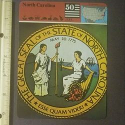 1980 Panarizon North Carolina The Tarheel State Colorful Seal Large Over-sized Card Collectible Vintage Italy