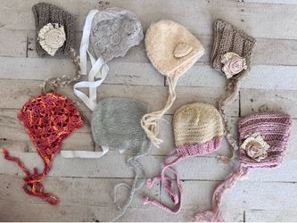 Newborn photography bonnets, hats and layers